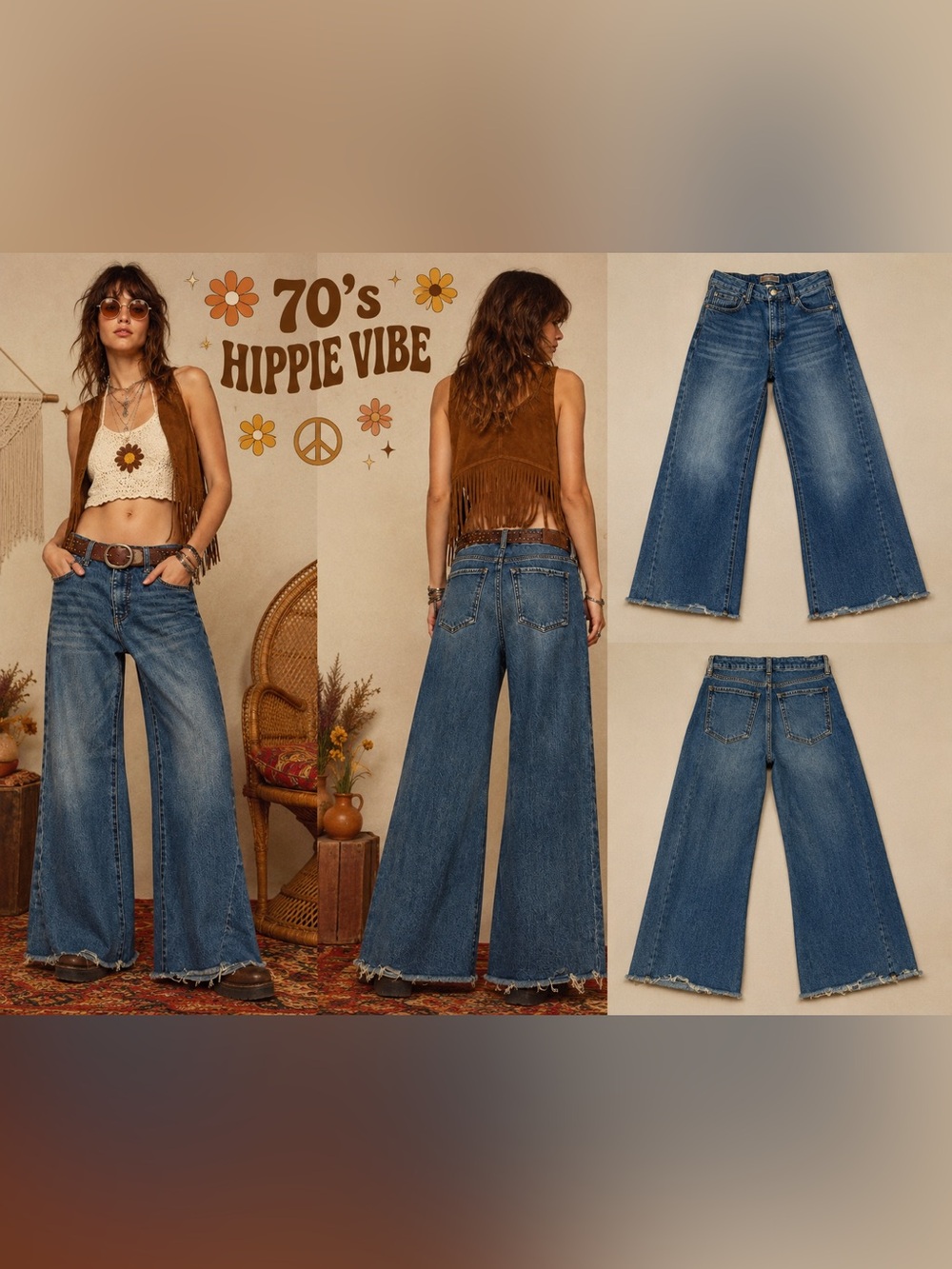 Kut from the Kloth Wide-Leg Blue 70’s Wide Leg Denim Jeans - Picture 9 of 9